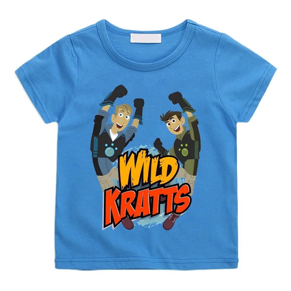 Wild Kratts Cartoon T-shirt Anime Print New Cotton Tshirt Children Fun Top Adventure Cartoon Tees Cool Boys Short Sleeve Clothes