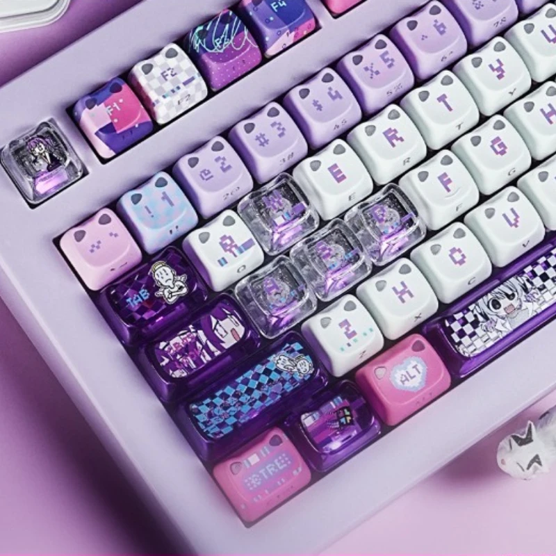 

Cat Ears Theme Keycaps Set Custom PBT Sublimation MAO Profile Keyboard Caps for Wooting Mechanical Keyboard Accessories Gifts