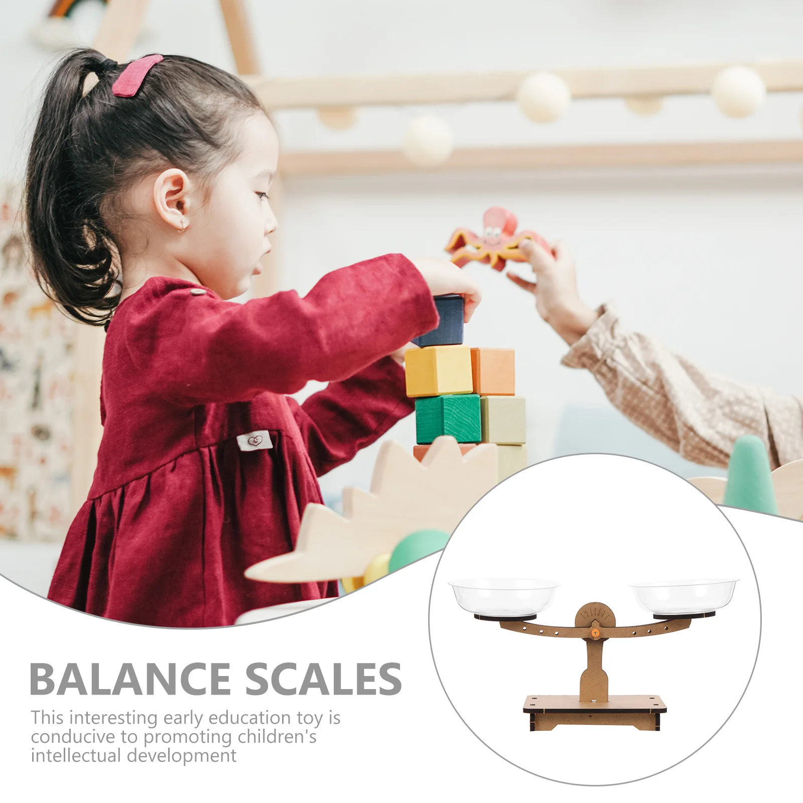 Toy Model Wooden Balance Scale Science Math Teaching Lever Plastic Kindergarten Student