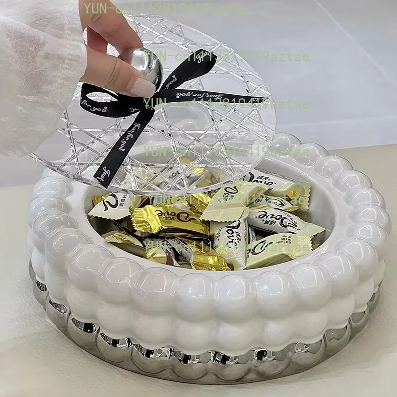 Nordic Ceramic Storage Box Creative Living Room Candy and Snack Storage Box Decoration Home Kitchen Fruit Plate Food Organizer