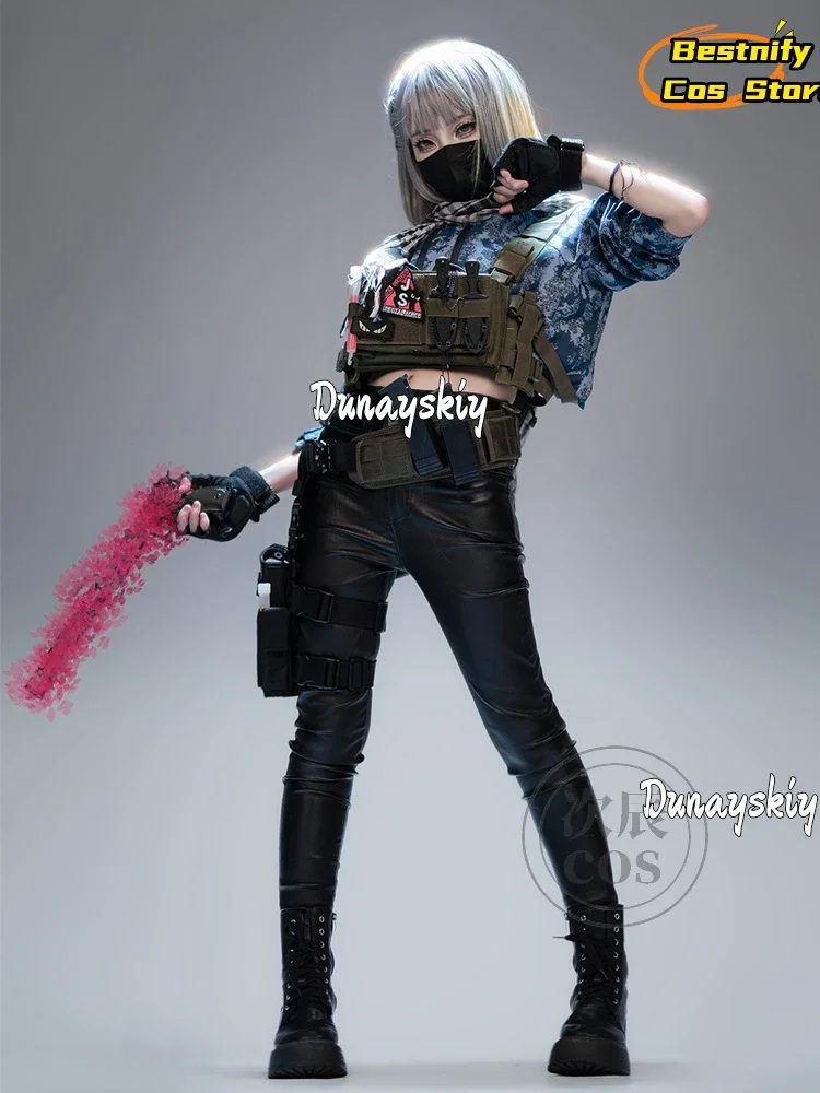 أزياء كوسبلاي جيم دلتا فورس ماي شياوين التأثيرية تكتيكات القوات الخاصة سببو للجنسين الزي هاكر مخلب لعب الأدوار شعر مستعار حذاء S