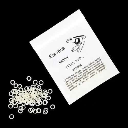 Imagen 2 del producto 100 unids/bolsa bandas elásticas de ortodoncia Dental fuerza de conejo 6,5/3,5 OZ 3/16”, 1/8”, 1/4 de alta calidad