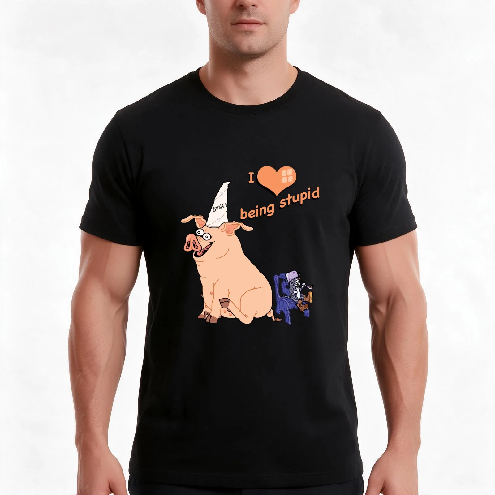 I hart being stupid T-Shirt, Summer Casual Cotton Tee, Oversized Streetwear Tops, Vintage Graphic Print, Loose Fit Short Sleeve