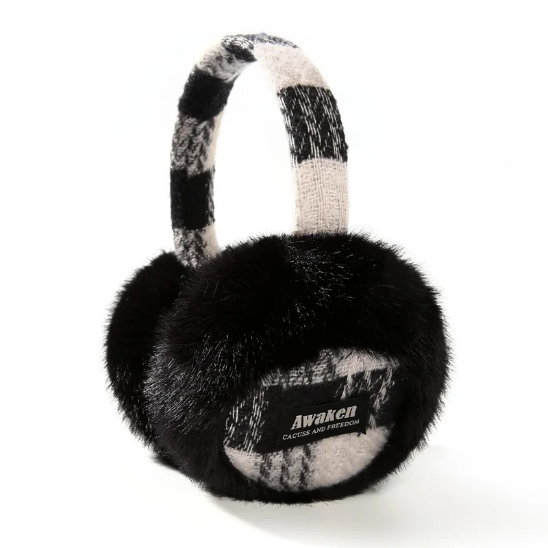 الشتاء الدافئة أضعاف الأذن إفشل منقوشة الفراء سميكة الأذن حماية غطاء للأذنين للنساء المألوف التزلج ركوب غطاء للأذنين سيدة