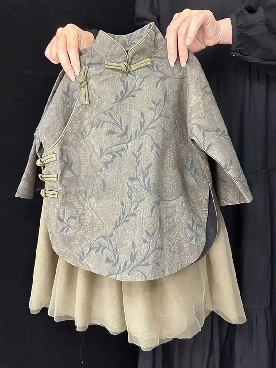 

New Chinese Style Children's Clothing Set Baby Girl Hanfu Spring Autumn Wearable National Trend Tang Suit High End New Middle