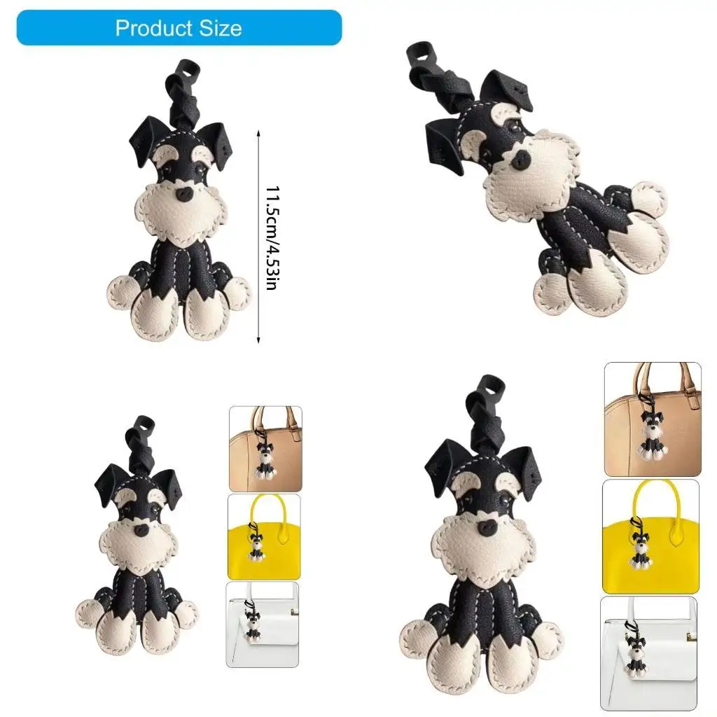 

31BF уникальный дизайн шнауцера брелоки очаровательный кожаный брелок шнауцера ручная работа подвеска для сумки для любителей