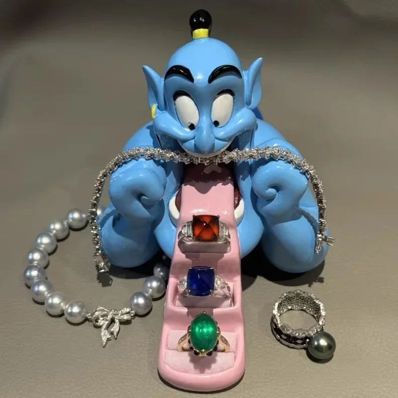 Disney The Arabian Nights Aladdin's Magic Lamp Long Tongue and Flying Carpet Ring Jewelry Holder Cartoon Storage Ornaments Gifts