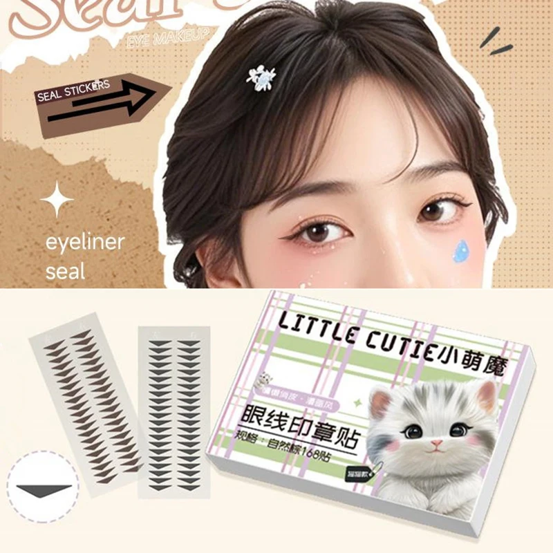 HBA16 Sigur168/210 Stück Eyeliner-Dichtungsaufkleber, wasserabweisend, schweißbeständig, passend für geschwollene Augenblasen, anpassbarer Augen-Eyeliner-Patch