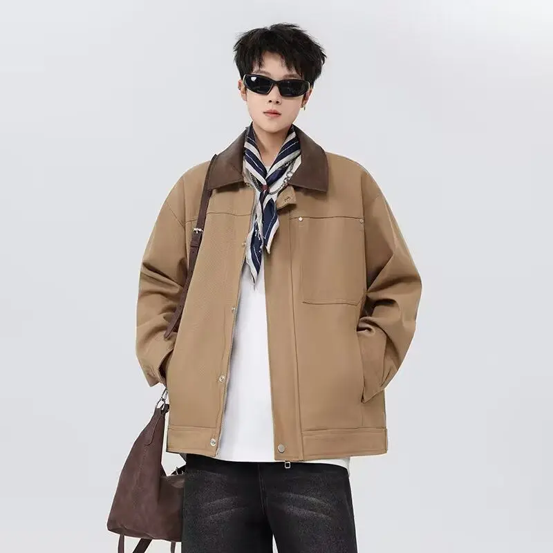 

Мужская повседневная куртка в стиле Харадзюку, свободного кроя, трендовая уличная одежда, корейская версия, осенне-зимняя верхняя одежда в стиле Гонконг