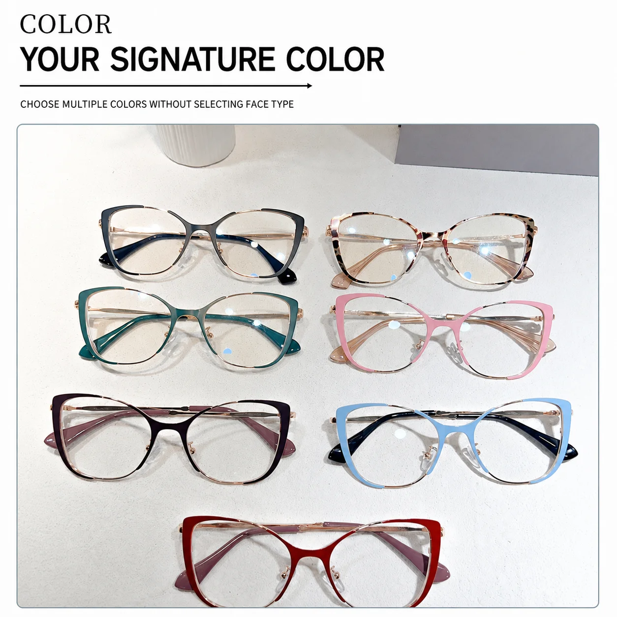 Prescription Compatible Eyewear Transparent Womens Eyeglasses Frame Eye Eyeglasses Comfortable Metal Frame Eyeglasses