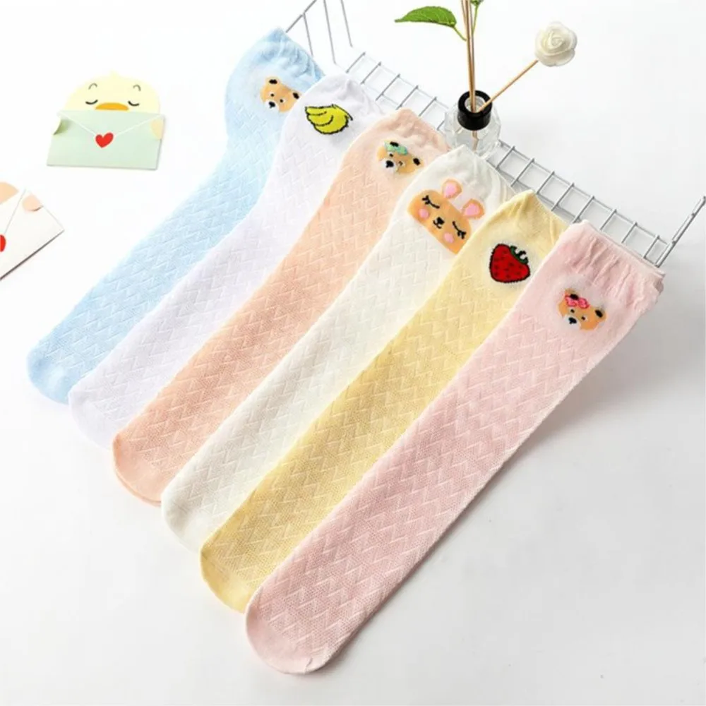 Baby socks summer thin cotton socks girl knee high mesh stockings toddler children anti-mosquito sock