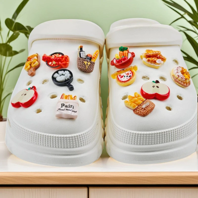 12pcs DIY Hole Shoe Charms Cute Cartoon Food Toy Lobster Design Quality Garden Shoe Decorations Girls Gift