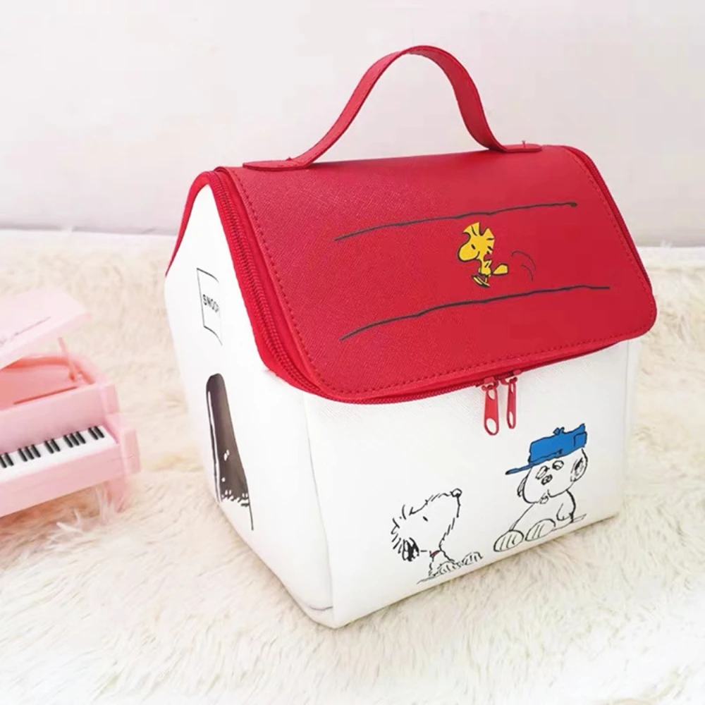 

Snoopy плюшевая милая изысканная упаковка, сумка для туалетных принадлежностей с ручкой, Вудсток Чарли Браун, красный дом, подарок с героями мультфильмов, большая вместимость