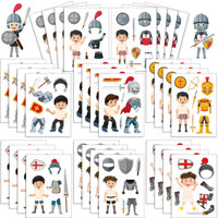 8/16Sheets Cool Knight Professional Cartoon Parent-child Interactive Puzzle DIY Face Stickers Funny Classic Kid Toys Party Gift