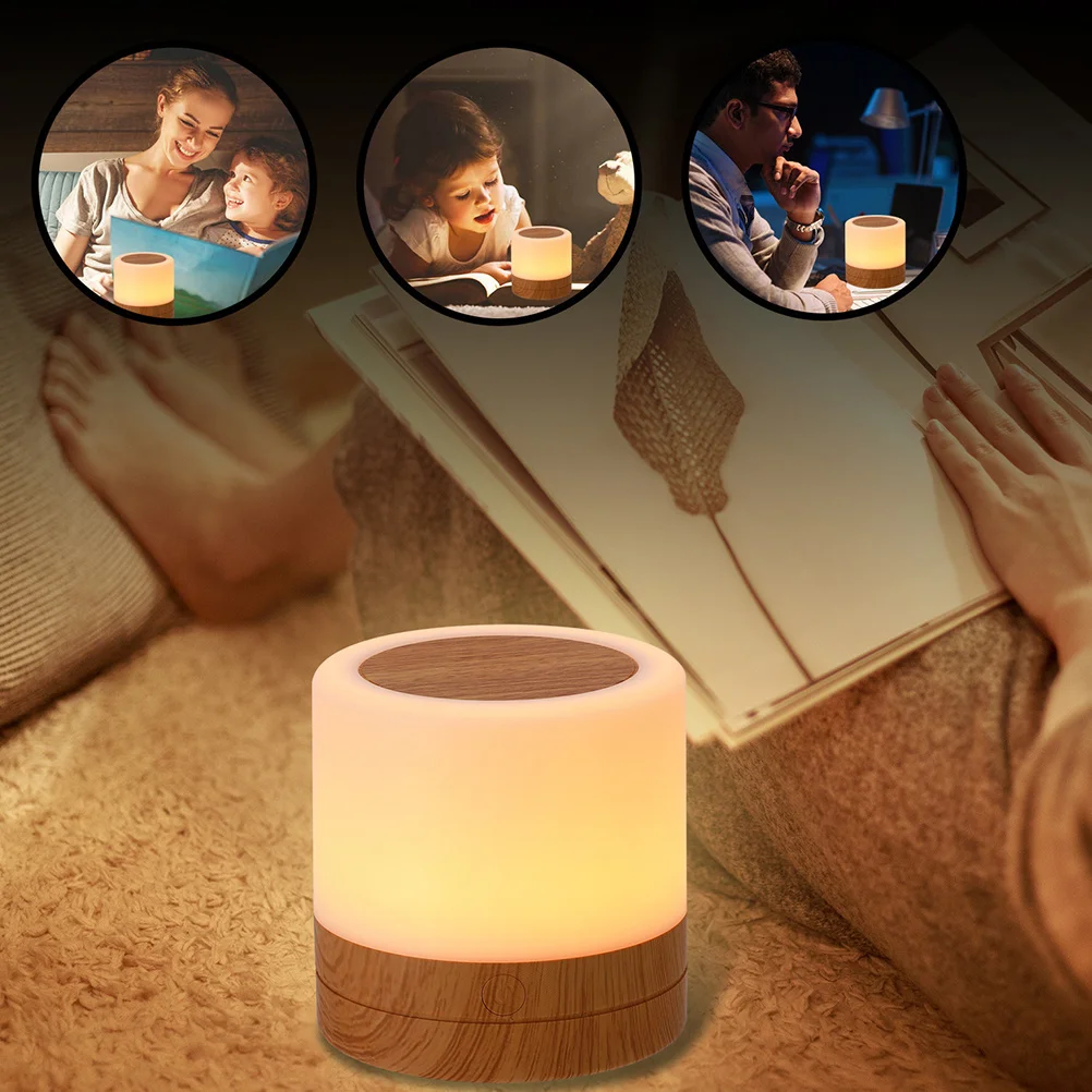 

Wooden Grain Led Night Light Rechargeable Portable Bedside Lamp With Timer Function For Home Office Bedroom Table Decor Light