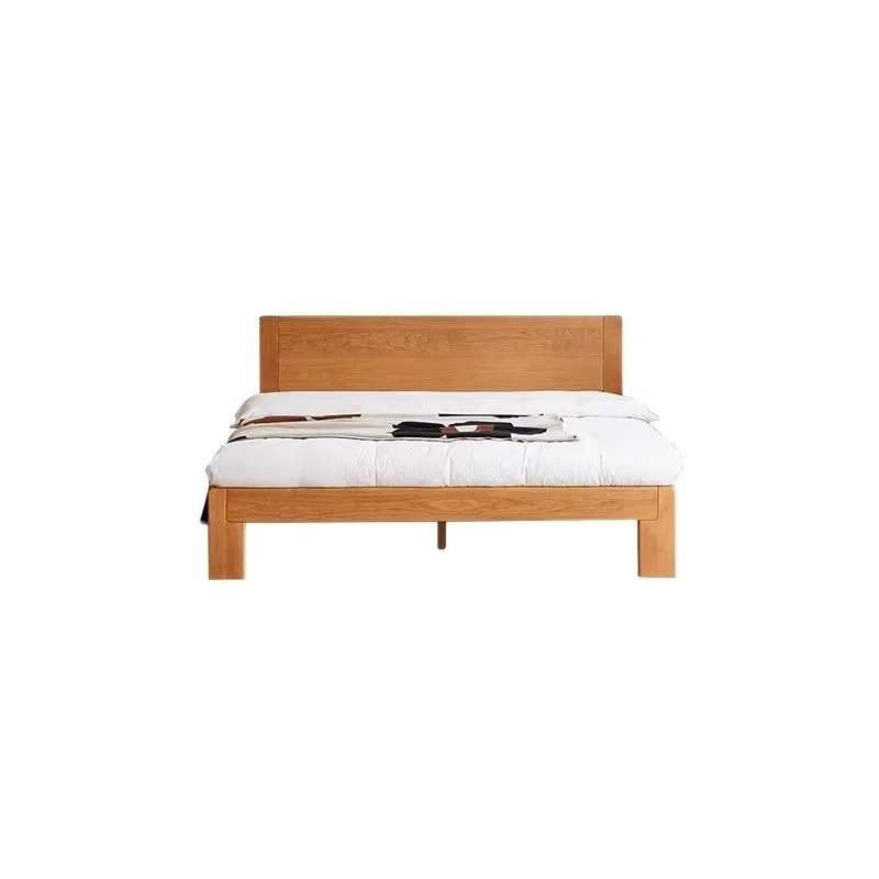 

Cherry wood solid wood double bed, 1.5m small apartment, master bedroom, simple Japanese style, 1.8m Nordic furniture