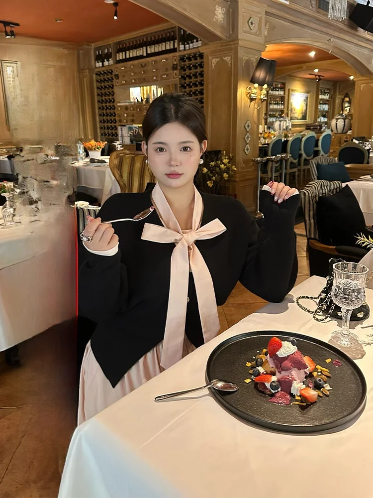 

Вязаный открытый кардиган в стиле ретро с застежкой на талии, женский большой размер, осень-зима, новый повседневный вязаный свитер с надписью PeE, пальто