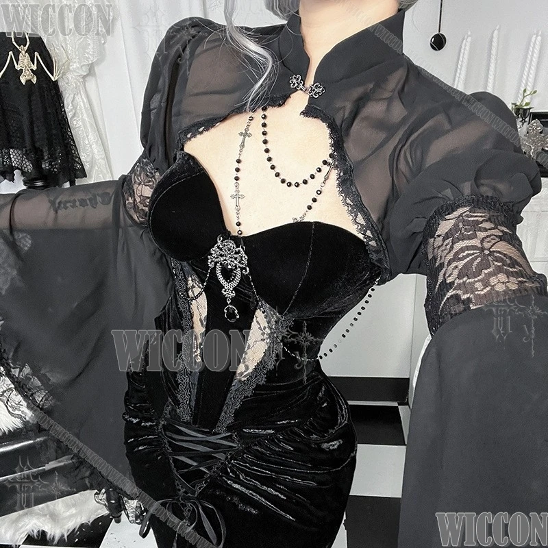 Falda de terciopelo oscuro estilo sirena 2026, falda ajustada gótica de cultura alternativa china para mujer, ideal para Halloween, festivales, Comic Con