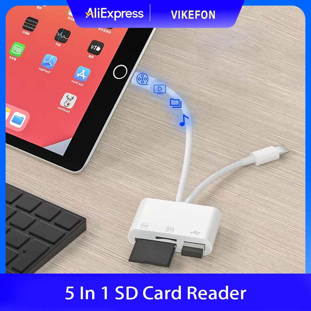 

Устройство чтения SD-карт 5 в 1, адаптер Lightning/Type C к USB 3.0/SD/TF, устройство чтения карт памяти для iPhone iPad MacBook Samsung Android