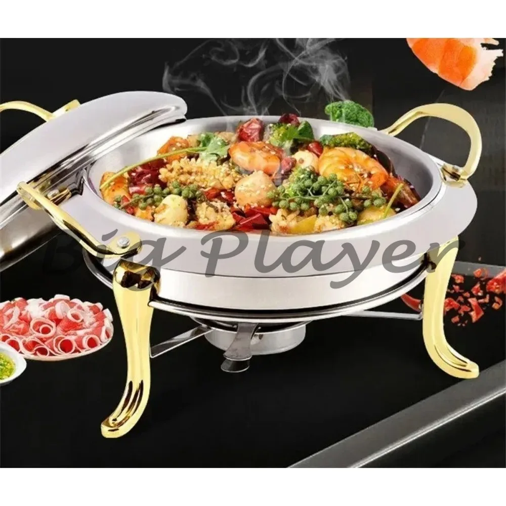 High Quality Golden Alcohol Pot - Stainless Steel Commercial Home Shabu Fry Chafing Dish