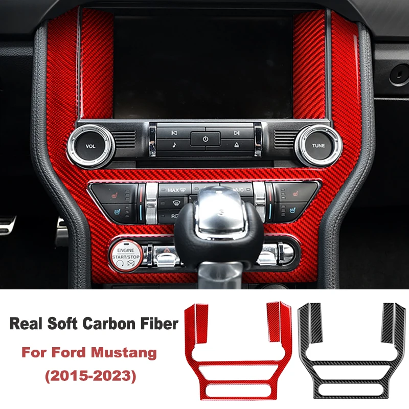 

Real Soft Carbon Fiber For Ford Mustang GT 2015-2023 Car GPS Navigation Trim Frame Multi-media Console Decoration Sticker