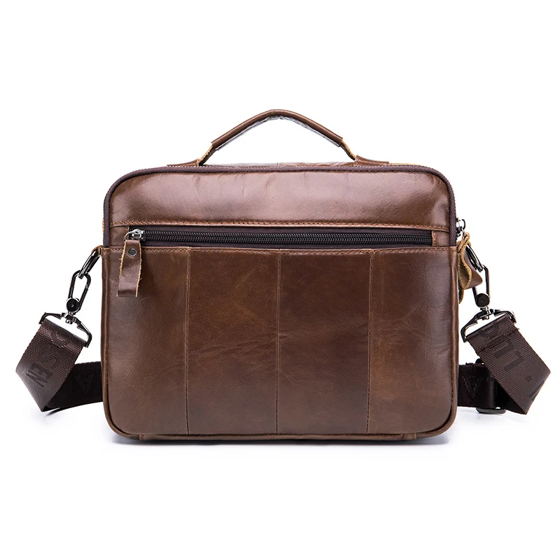 Men's Genuine Leather Shoulder Bag, Retro Top Layer Cowhide Casual Crossbody Bag, Men's Square Bag