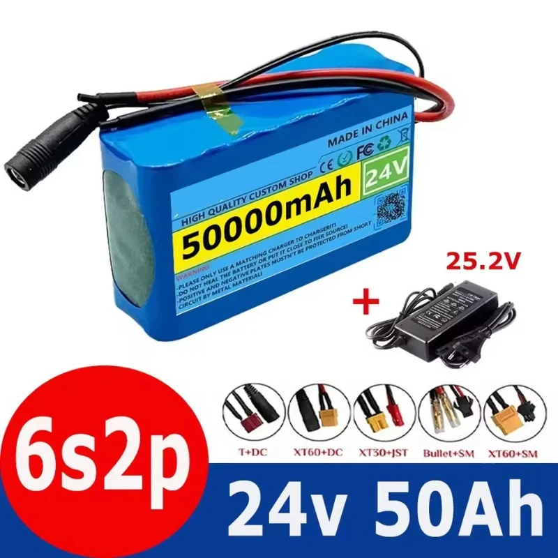 Batería de 25,2 V y 50 Ah 6S2P para Bicicleta Eléctrica y Scooter, Compatible con Razor, con Conectores XT60 y Cargador, Paquete de Batería de Iones de Litio de Repuesto