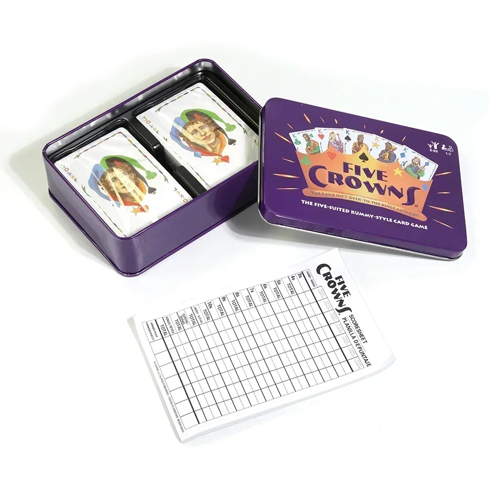 Five Crowns Card Game In a Tin Box The Game Isn\'t Over Until the Kings Go Wild 5 Suited Rummy Style Card Game