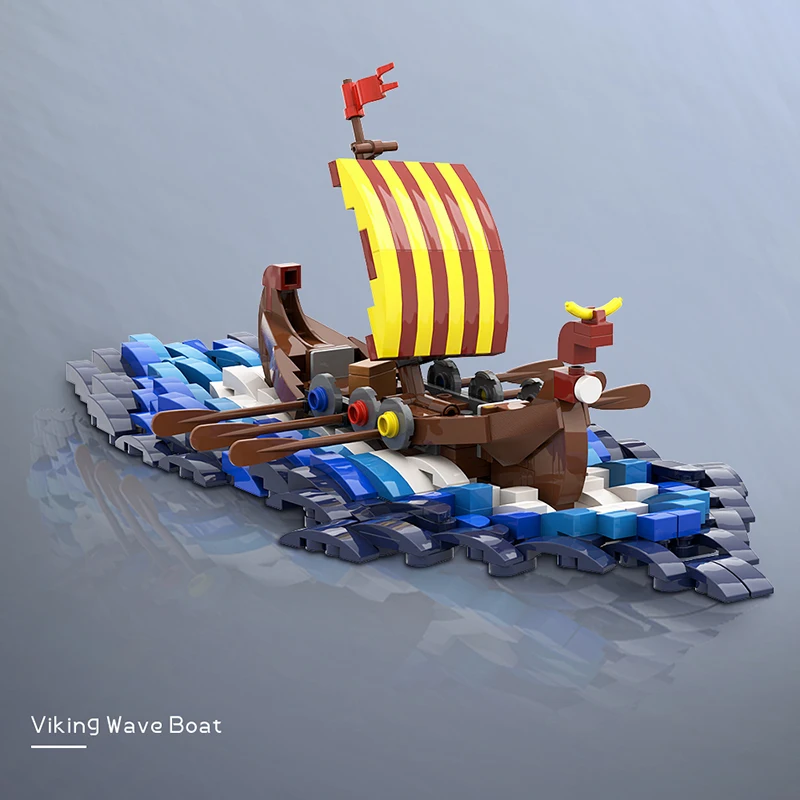 

Gobricks MOC Pirates Dragon Ship Vikings Wave Boat DragonHead Building Blocks Set Medieval Military Wars Boat Sailboat Kids Toy