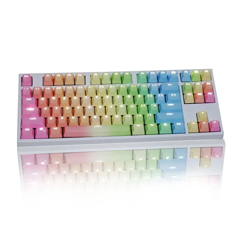 

104 full-key two-color/two-color ABS/PBT transparent keycaps for mechanical keyboard, personalized rainbow color 87 colors