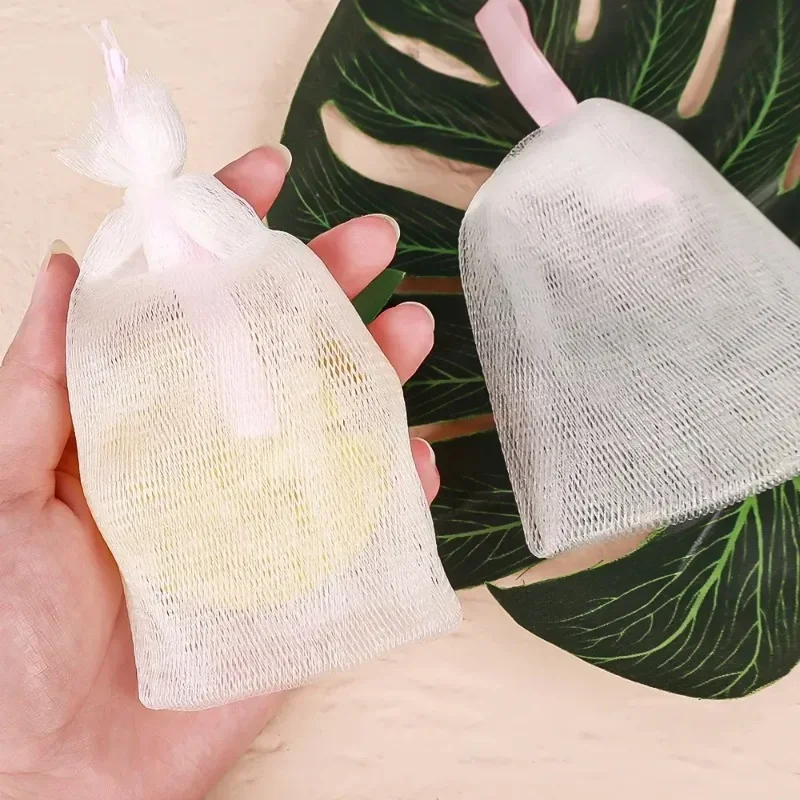 10/1Pcs Nylon Soap Bubble Mesh Bags Hangable Shower Gel Saver Pouch Facial Cleanser Body Bath Foaming Scrubbers Cleaning Tools