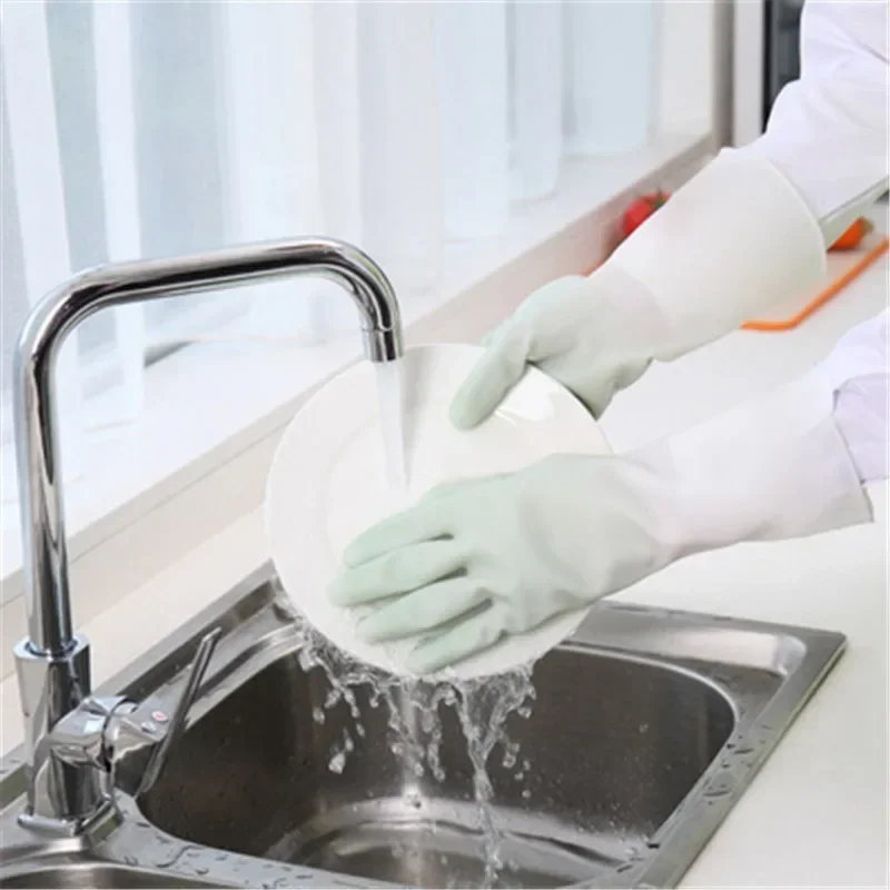 1Pair Dishwashing Gloves Household Cleaning Kitchen Durable Latex Washing Clothes Rubber Washing Dishes Housework