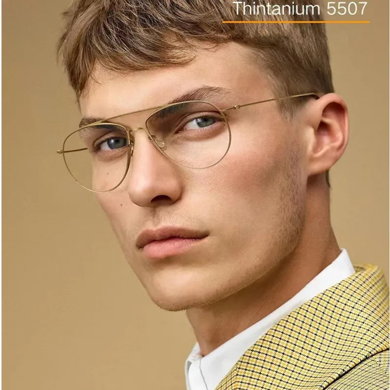 Denmark Style Pure Titanium Screwless Glasses Frame Men Women Fashion Pilot Design Ultralight Eyeglasses Double Beam Eyewear