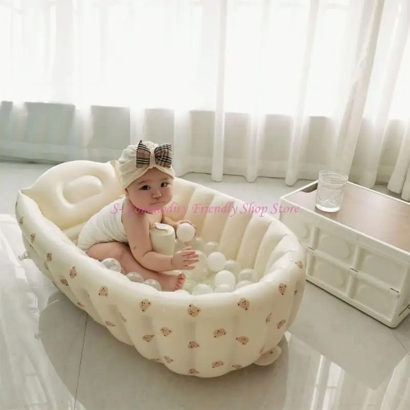 85AE Folding Paddling Pool for Baby Inflatable Bathtub for Newborns Summer Household Bath Tub Travel Game Pool for Toddlers