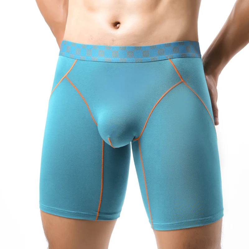 

EUR Size Men Long leg Boxer Shorts Underwear Bamboo Fiber Sexy Lengthen Underpants Mens Breathable Soft U Bulge Pouch Panties