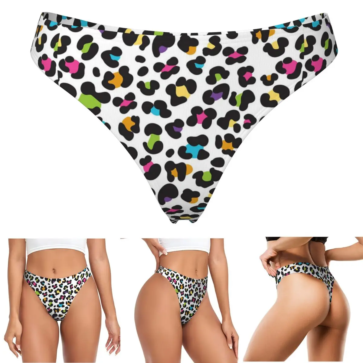 Custom Orange Leopard G-string Panties Breathable Women Stretch Thongs Comfort Underwear