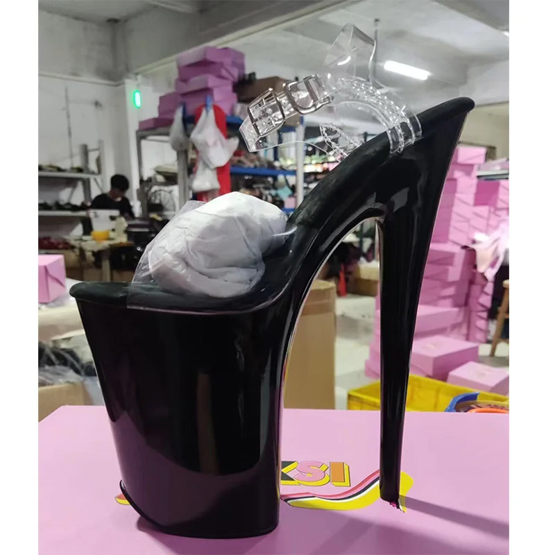 LAIJIANJINXIA New 9 Inches Black Blue Platform Women's Sexy Stage Show 23 CM High Heels Sandals Nightclub Pole Dance Shoes