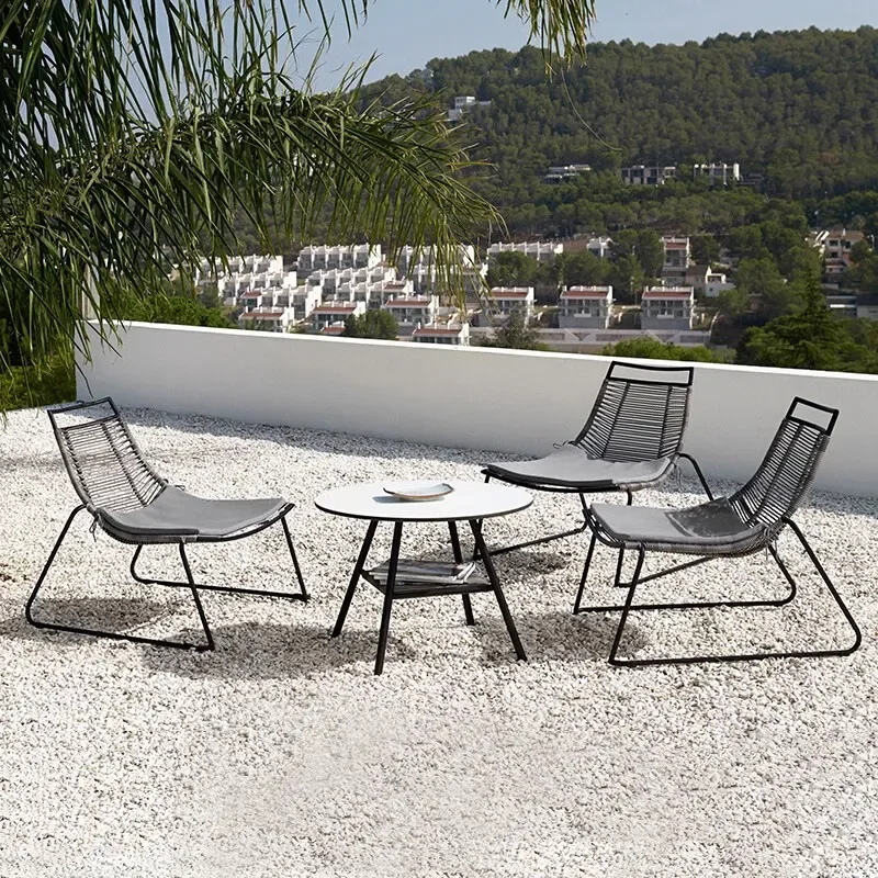 Waterproof Rattan Patio Sofa Set Outdoor Garden Balcony Furniture Villa Courtyard Leisure Seating with Table