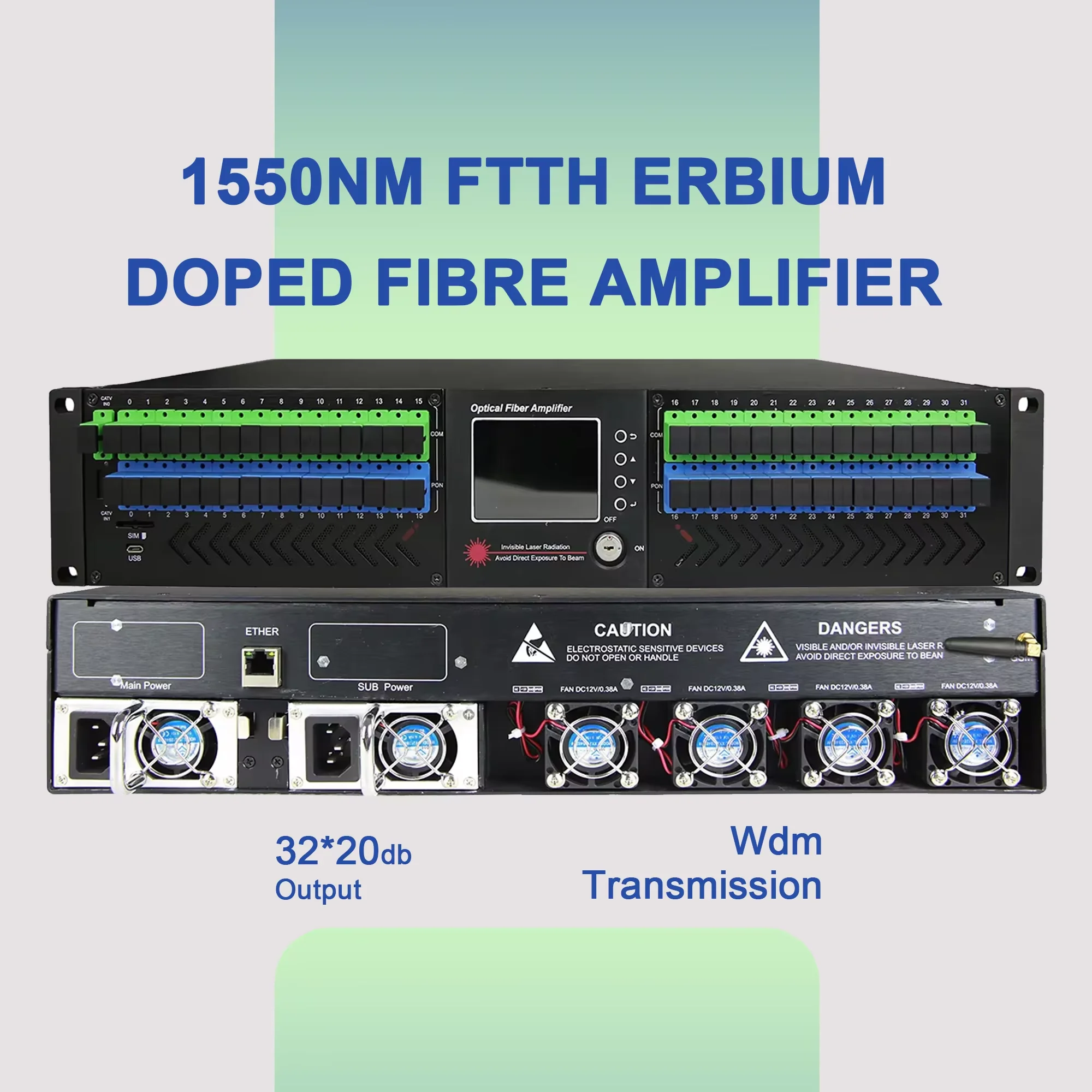 1550nm Erbium-Doped Fiber Amplifier CATV/EDFA 32*20db Output + WDM (Optical Wavelength Division Multiplexing) +  Transmit