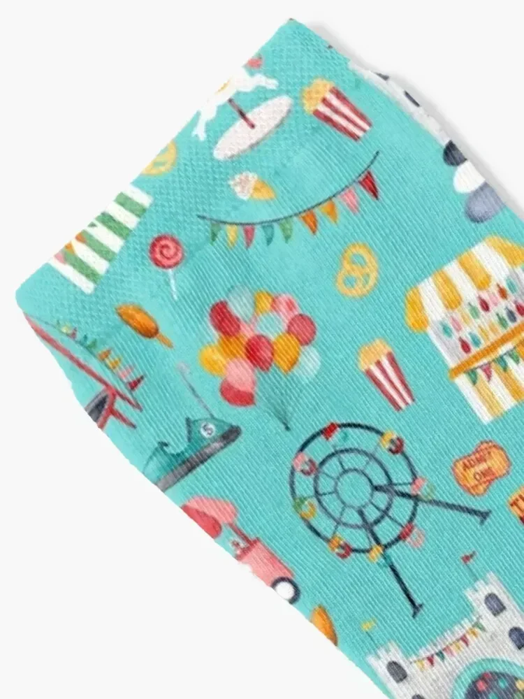 Amusement Park Watercolor Carnival Socks christmass gift heated Heating sock kawaii Men Socks Women's