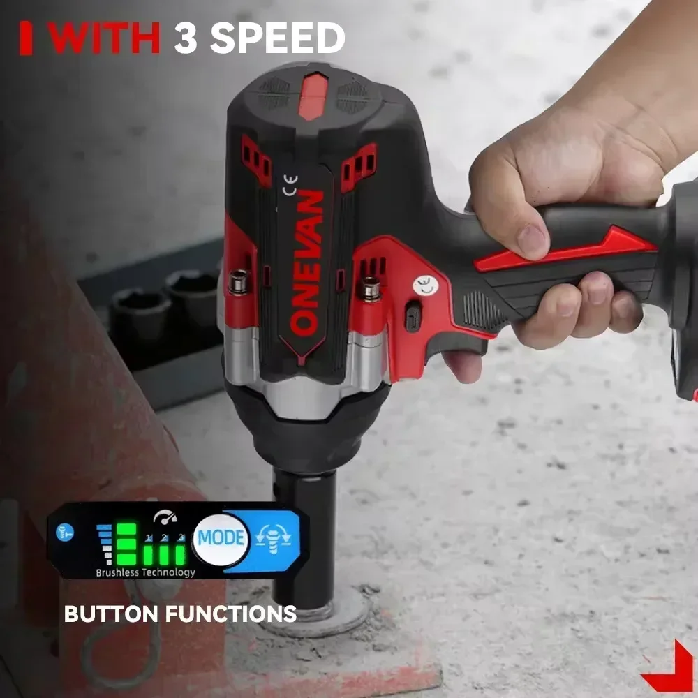 ONEVAN 1800N.M Brushless Electric Impact Wrench 1/2 inch Cordless Wrench Driver Power Tool For Trucks For Makita 18V Battery