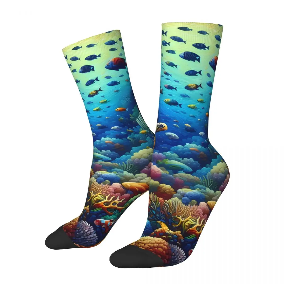 Sea Turtle Jellyfish Sock Printed Man Polyester