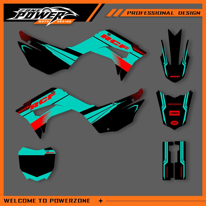 

POWERZONE мотокросс команда графический фон наклейки наборы наклеек для HONDA CRF110F 2019 2020 2021 110F индивидуальный номер 02