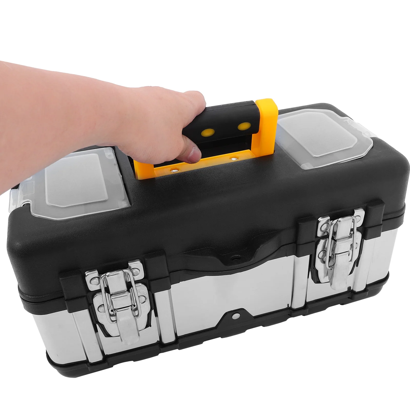 Caja de almacenamiento de herramientas, estuches vacíos, portátiles, con cerradura, organizador duro, caja de herramientas para el hogar, mango de