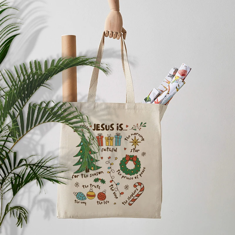 Kerst Patroon Canvas Draagtas Kerstcadeau Voor Vrienden Zus Moeder Dochter Vrouwen Boodschappentas Schoudertassen