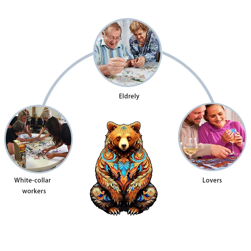 غير النظامية شكل لغز خشبي ، الدب أشيب ، حساسة هدية صندوق ، الحيوان ، هدية عيد الميلاد ، الأسرة التفاعلية ، الإجهاد الإغاثة ، الكبار