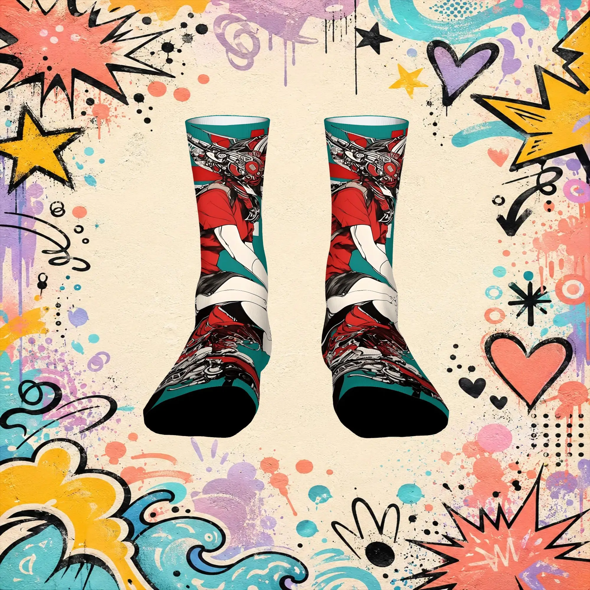 Bionic Biker Print Funny Men's compression Socks Unisex items Crew Sock Cycling socks