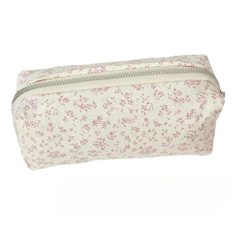 Fresh Floral Pencil Case, Ins Style Aesthetic Large Capacity Cosmetic Bag, Cute Makeup Pouch for Girls