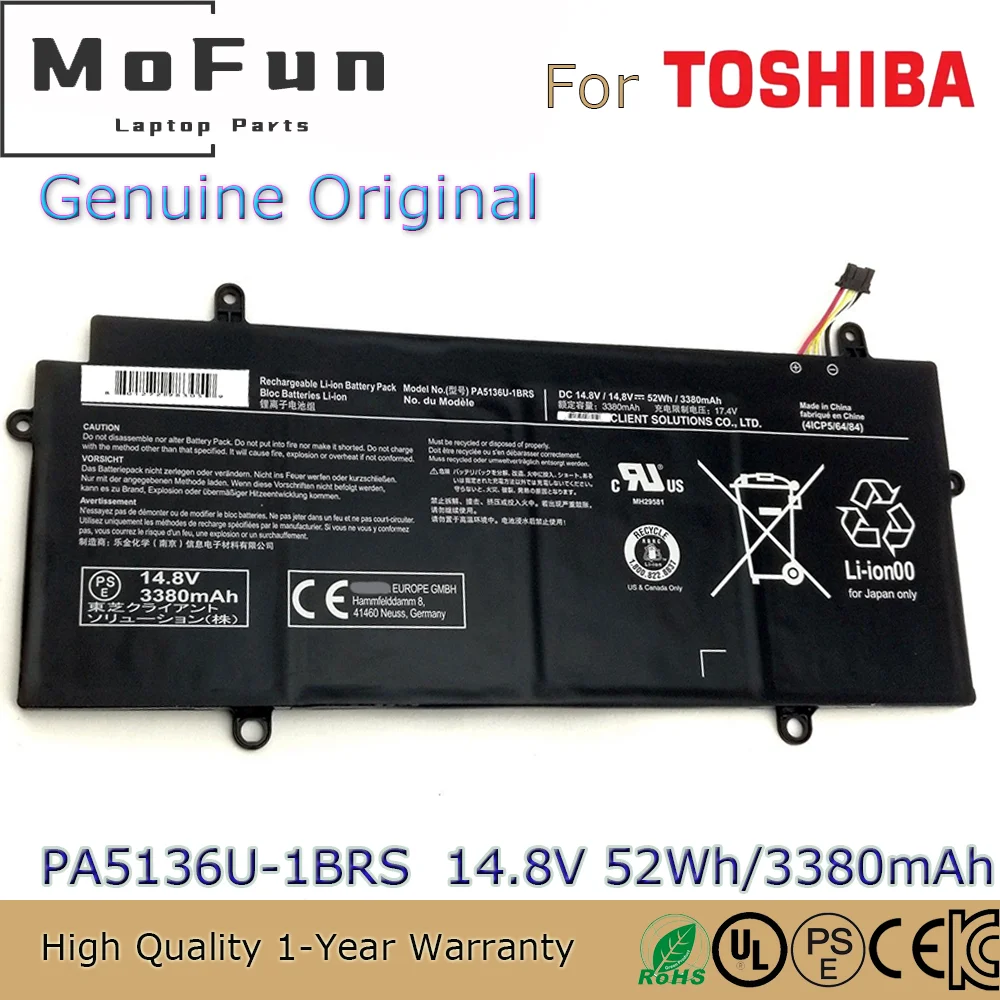 Brand New Original PA5136U-1BRS 14.8V 52Wh Laptop Battery for Toshiba Portege Z30 Z30-A Z30-B Z30-C Z30-A1301