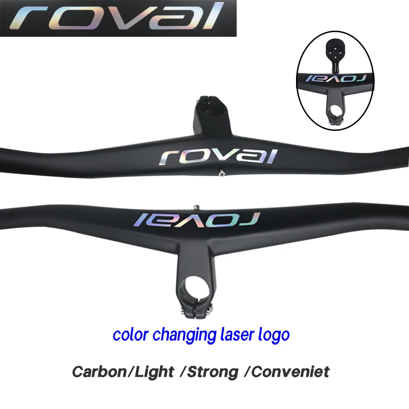 Chrome Logo Carbon handlebar  Integrated MTB Handlebar Bicycle Cockpit 0° degree Stem 40/50/60/70mm  bike frame bicycle parts